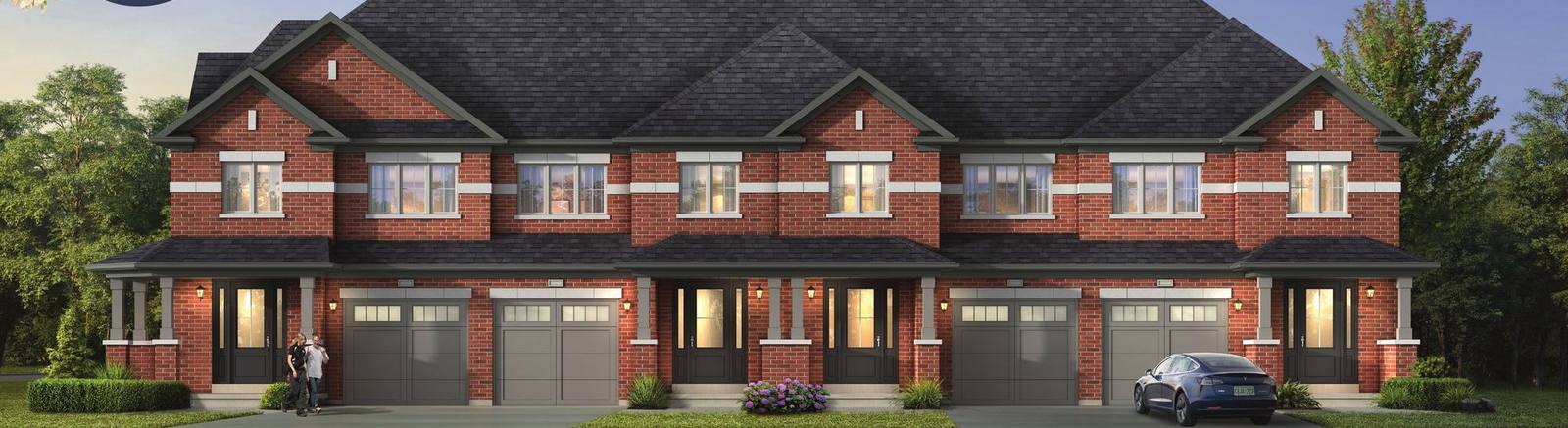 Red brick freehold townhome block, Elevation A